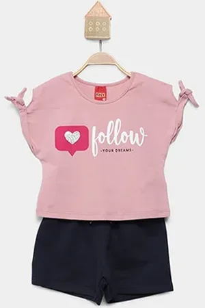 KYLY Conjunto Curto Infantil Estampado Menina