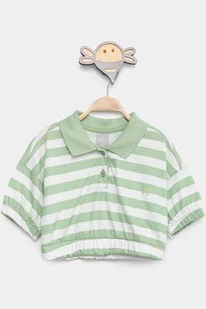 Hering Camisa Polo Cropped Infantil Kids Listrada Manga Curta Menina