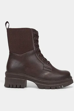 MOONCITY Bota Coturno Cano Médio Elástico Feminina