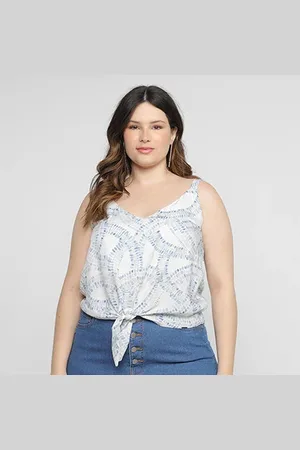 Lunender Regata Plus Size Estampada Amarração Feminina