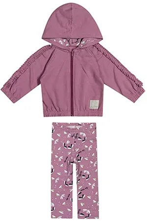 Colorittá Conjunto Infantil Longo Blusa Moletom Babados c/ Capuz e Calça Estampada Menina