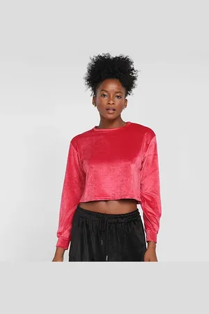 Malwee Blusa Moletom Cropped Manga Longa Feminina