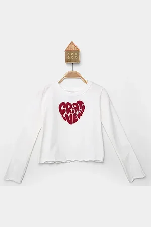 Hering Cropped Infantil Kids Cropped Manga Longa Estampado