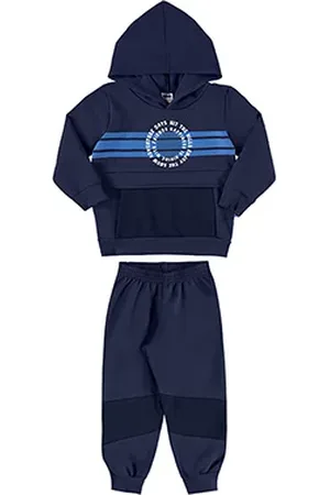 MARLAN Conjunto Longo Infantil Moletom Tricô com Capuz Menino
