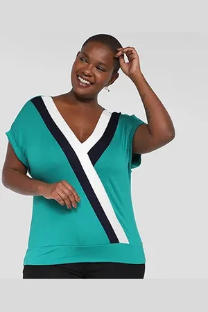 Lunender Blusa Plus Size Transpassada Feminina