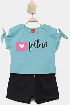 KYLY Conjunto Curto Infantil Estampado Menina