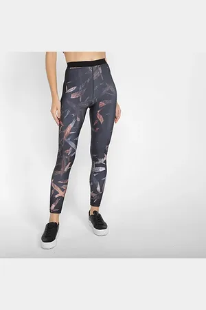 Hang Loose Calça Legging Folhagens Cintura Alta Feminina