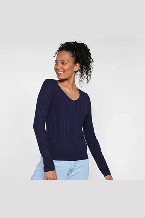 Lunender Blusa Canelada Tracy Manga Longa Feminina