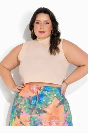 Conjunto Plus Size Cropped Transpassado e Saia Short Lavanda