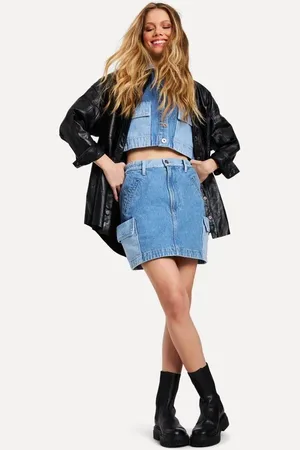 Reversa Saia Jeans Cargo Mix
