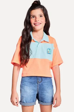 Reserva Polo Menina Cropped Recortes Neon