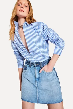 Reversa Saia Mix Jeans High