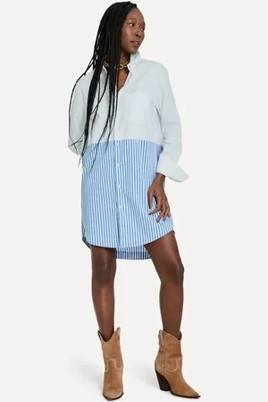 Reversa Vestido Chemise Listra Denim