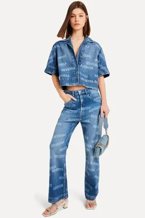 Reversa Calca Jeans Cropped Straight Kika Laser