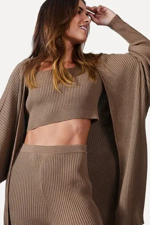 Reversa Cardigan Tricot Canelado Assimetrico