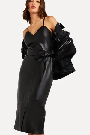 Reversa Vestido Couro Midi