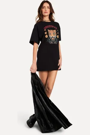 Reversa Vestido Estampado Brilho Onca