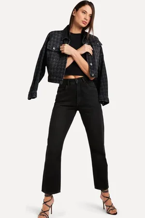 Reversa Calca Black Jeans Straight High Fit