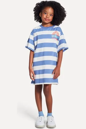 Reserva Vestido Menina Listrado Botone