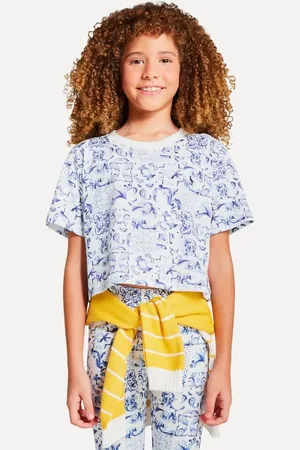 Reserva Camiseta Cropped Menina Azulejo