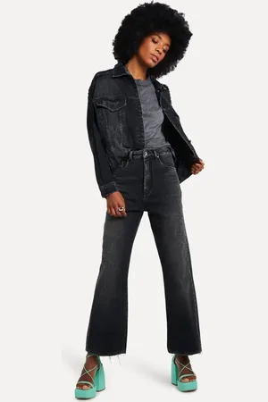 Reversa Calca Black Jeans Straight Cropped Onca