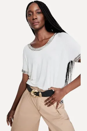 Reversa Blusa Pincel Foil Manga Curta