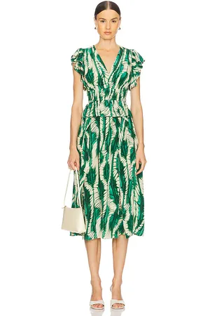 ULLA JOHNSON MIDI-KLEID BRIELLE in . Size 10, 2, 4.