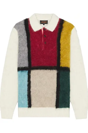 Beams Knit Polo Collar Line in . Size M, XL/1X.