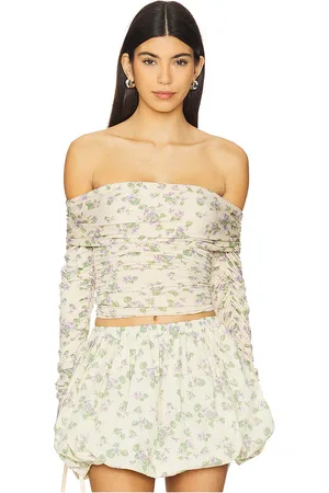 SWF SCHULTERFREIES TOP TOP in Cream,Green. Size XS.