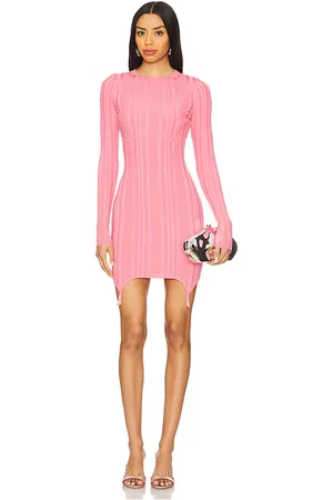 FLEUR DU MAL Rib Long Sleeve Garter Dress in . Size S, XS.