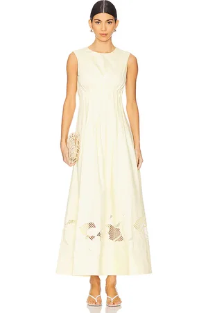 CLEA Anika Embroidered Dress in Cream,Lemon. Size S, XS.