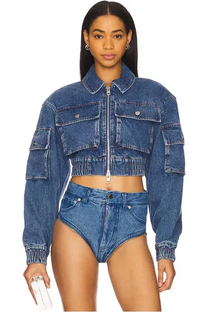 AKNVAS Kolbe Cropped Denim Bomber Jacket in .
