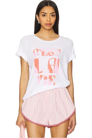 SUNDRY Cest La Vie Rolled Sleeve Tee in .