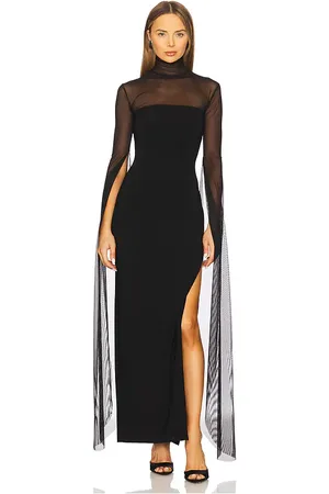 Norma Kamali Ribbon Sleeve Turtleneck Side Slit Gown in . Size XS.