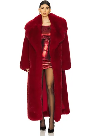 Adrienne Landau MANTEL FAUX FUR WITH HOOD in . Size M.