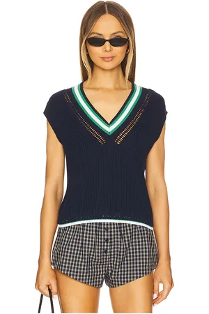 525 America Wendy Varsity Crochet V-neck Vest in .