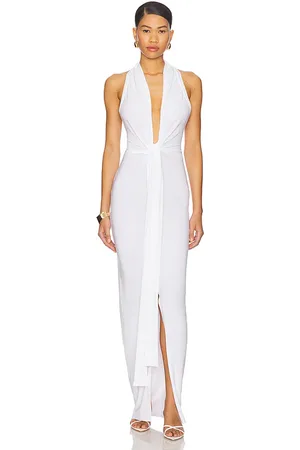 Norma Kamali Tie Front Halter Gown in .