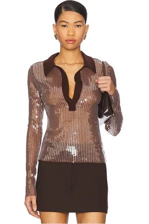 MONSE Sequin Polo Top in . Size M, S.