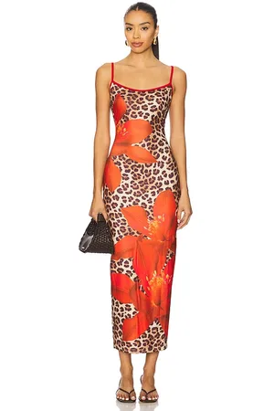 Runaway The Label MIDI-KLEID VICTORIA in Red,Brown.