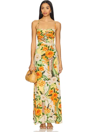 Agua Bendita MAXIKLEID ARISTA in Orange,Green. Size M, S.