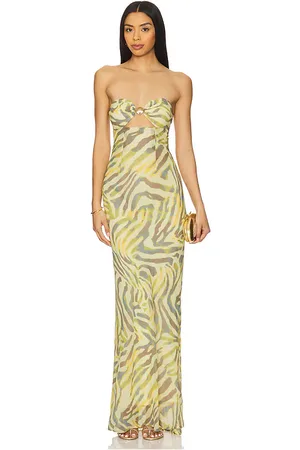 Runaway The Label MAXIKLEID MIDAL in Cream,Green.