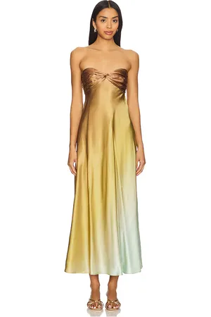 CAMI MAXIKLEID DRESS in Brown,Mustard. Size S, XS, XXS.