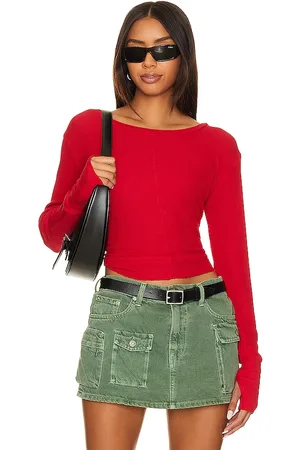 Bobi Cropped Long Sleeve Top in .