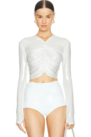Norma Kamali OBERTEIL LONG SLEEVE V NECK SHIRRED FRONT in . Size S.