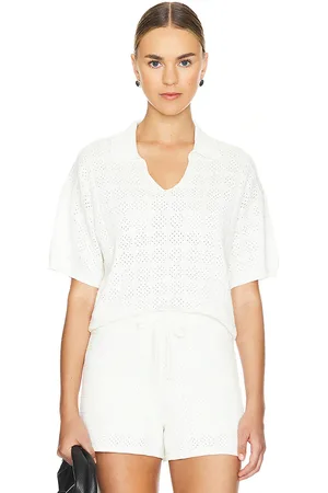 MONROW OVERSIZE-POLOSHIRT AUS STRICK CROCHET in . Size XL.
