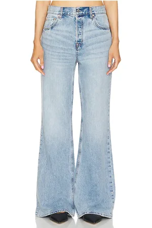 GRLFRND TIEFGESCHNITTENE HOSE MIT LÄSSIGER PASSFORM UND AUSGESTELLTEM BEIN JADE in . Size 26, 27, 30, 31, 32.