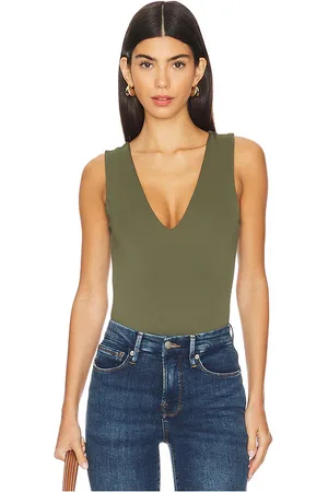 GOOD AMERICAN ÄRMELLOSER BODY AUS SCUBA MIT V-AUSSCHNITT in . Size 3X, 4X, 5X.