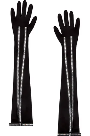 DAVID KOMA Crystal Bow Trim Long Gloves in . Size M, S, XS.