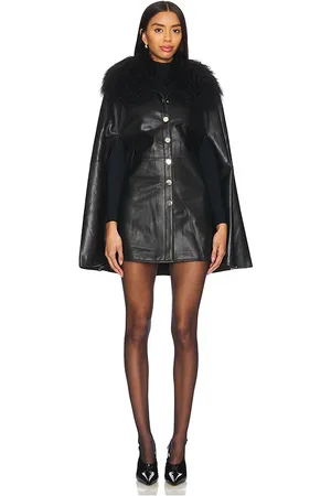 Susanna Chow LEDERCAPE MIT ABNEHMBAREM KRAGEN SHEILA in . Size S.