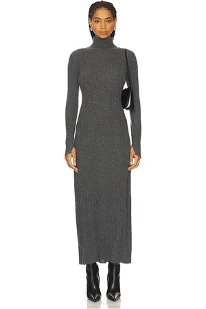 Guest In Residence Wide Rib Cashmere Turtleneck Dress in .